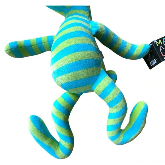 NWT CROCODILE CREEK MAX & LULU BLUE & GREEN STRIPE RABBIT | 11 INCHES SITTING - Picture 3 of 6